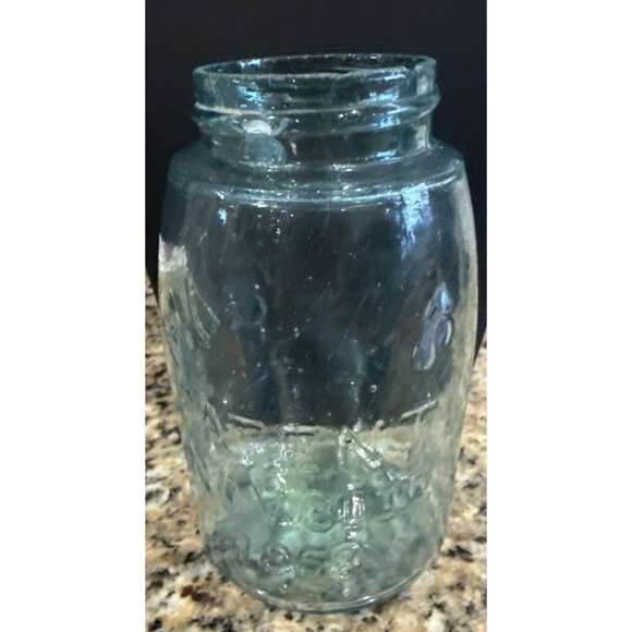 Mason's Hero Cross Patent Nov. 30 1858 Blue Glass Canning Jar Pint Size - Picture 1 of 16
